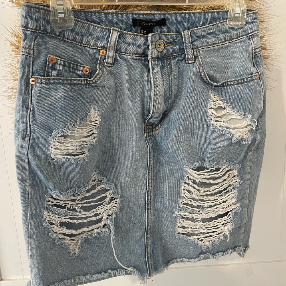 Women’s Distressed Denim Skirt